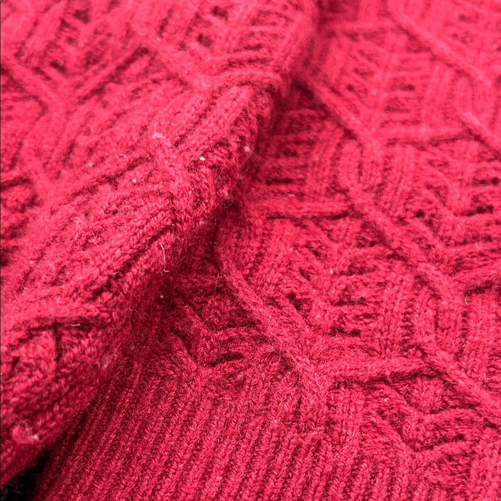 Garnet Hill Deep Red Ruffle Cardigan - Picture 3 of 6